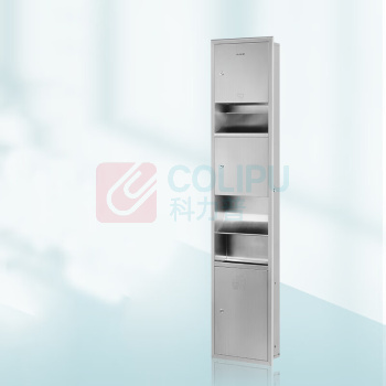 艾克 不锈钢三合一组合柜干手器 AK9258B 含嵌入式擦手纸盒+烘手器+垃圾箱