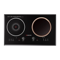 志高 CHIGO 凹面电磁炉双灶 35A3 3500W 嵌入式双头电炒炉 无极旋钮+触摸双控