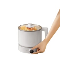 米家 电煮锅 MDZG01 1000W 1kW/220V 1.5L 9挡分段式火力 旋钮式 304不锈钢 PP 钢化玻璃 220V (白色) 智能控温;APP远程操控;蒸煮一体;APP操控