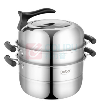 德铂 Debo 蒸锅汤锅2层 DEP-DS02 2层加厚不锈钢多用锅28cm