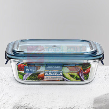 乐唯诗 乐鲜长方形保鲜饭盒三件套 8E55950G 