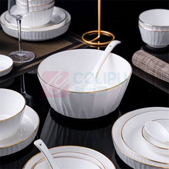 乐享 欧式琉璃金线23件套餐具 10074362168178 (白色)