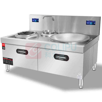 喜莱盛 商用电磁灶 HH-DG800-80Z-N 双头电磁大锅灶 15kw+20kw电磁灶台配0.5+0.8米锅