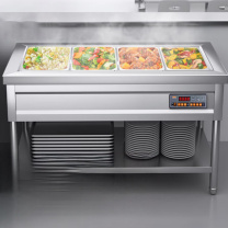 喜莱盛 保温售饭台 XLS-FT80 三格 6中盒【1150*670*800mm】 0.5mm厚度不锈钢数显温控防干烧