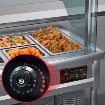 喜莱盛 保温售饭台 XLS-FT80 三格 6中盒【1150*670*800mm】 0.5mm厚度不锈钢数显温控防干烧