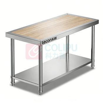 乐创 lecon 木案工作台 LC-DK-2CZT158T1 1.5*0.8*0.8米 双层操作台