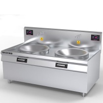 乐创 lecon 商用电炒灶 LC-J-D100S30 双灶 磁控式 8档 (不锈钢色)