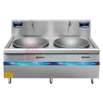 圣托 Shentop 商用电磁灶 STC-B1700 商用电磁炉15kW 单位食堂电炒炉 不锈钢双炒电磁灶 双头电磁大锅灶