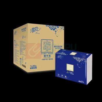 清风 舒柔纯品擦手纸 B913A2W/B913A2W1 双层 225mm*230mm 200抽/包 20包/箱