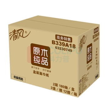 清风 擦手纸 B339A18 2层180抽*36盒 B339A18