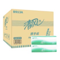 清风 柔韧细腻吸水不掉屑单层三折擦手纸 B913A 225*230mm/抽  200抽*20包/箱