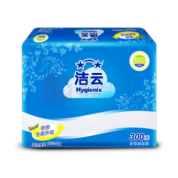 洁云 Hygienix 加韧压花方块卫生纸(300张/210*170mm/蓝包装) 10240101