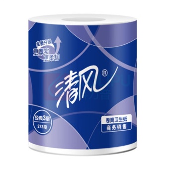清风 卷纸 卫生纸商场酒店商务办公室宾馆纸巾厕卷纸 B22AA5 3层平纹275段 100卷/箱 