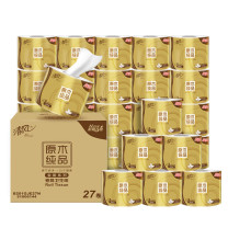 清风 原木金装卷筒纸4层200g 家用有芯卷纸 27卷/箱 B201GJE27N 