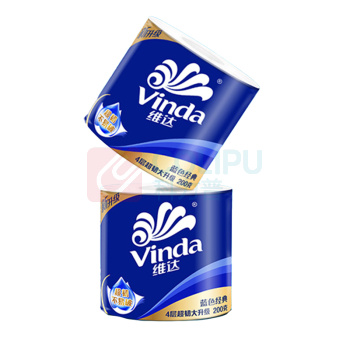 维达 vinda 蓝色经典 卷筒卫生纸 V4073 四层 200g/卷 10卷/提 (新老包装交替发货)