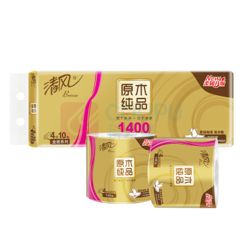 清风 原木纯品金装系列卷筒卫生纸 B22AFJ1/B22AFJ2/B22AFJ3 四层 140g/卷 10卷/提 10提/箱 (新老包装交替发货)