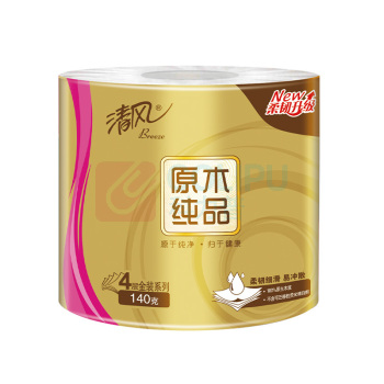 清风 原木纯品金装系列卷筒卫生纸 B22AFJ1/B22AFJ2/B22AFJ3 四层 140g/卷 10卷/提 10提/箱 (新老包装交替发货)