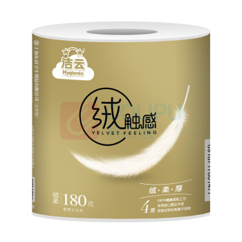洁云 Hygienix 绒触感有芯卷筒卫生纸 11266201 四层 180g/卷 10卷/提 6提/箱 (仅限华东华北华南供货)