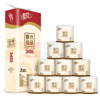 清风 平纹卷筒卫生纸 三层 B20AA8/B20AA8C 345段/卷 10卷/提 6提/箱 (新老包装交替发货)