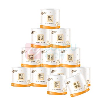 清风 原木纯品卷筒卫生纸 B24C2SCN1/B24C2SCN2 三层/四层 270段/130g卷 12卷/提 10提/箱 新升级规格:四层 130g/卷 新老包装随机发货