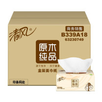 清风 原生木浆抽纸 B339A18 双层180抽3包*12提整箱装