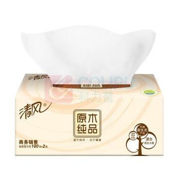 清风 原木纯品盒装面巾纸 B339A18 210*198mm双层 180抽/盒 3盒/提 12提/箱