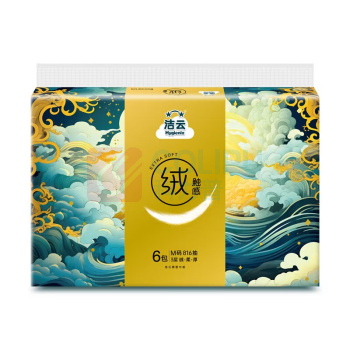 洁云 Hygienix 绒触感3层136抽塑包面纸 6包*1提装 山海经