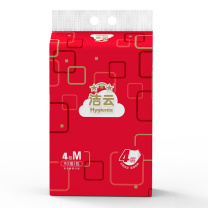 洁云 Hygienix 经典4层90抽塑包面纸 4包/1提