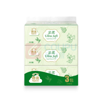 洁云 Hygienix 3层100抽塑包面纸 3包*1提装