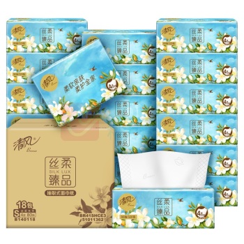 清风 丝柔臻品软包抽取式面巾纸 BR41SHCE/BR41SHCE3 四层 80抽/包 18包/箱