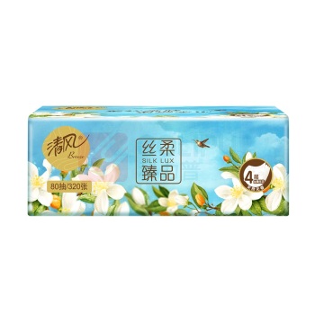 清风 丝柔臻品软包抽取式面巾纸 BR41SHCE/BR41SHCE3 四层 80抽/包 18包/箱