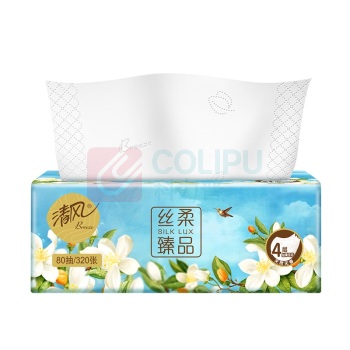 清风 丝柔臻品软包抽取式面巾纸 BR41SHCE/BR41SHCE3 四层 80抽/包 18包/箱