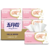 五月花 MAY FLOWER 妇婴之选软包抽取式面巾纸 A199S00 三层 137mm*190mm 130抽/包 6包/提 8提/箱 仅供华东华北华南