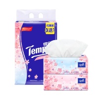 得宝 软包抽取式面巾纸 T2284 四层 90抽/包 (樱花味) (3+1)包/提 (樱花味) 16提/箱 Y
