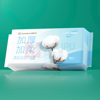 全棉时代 PURCOTTON 加厚柔肤洗脸巾 PPM23700006 200*200mm 80抽/包