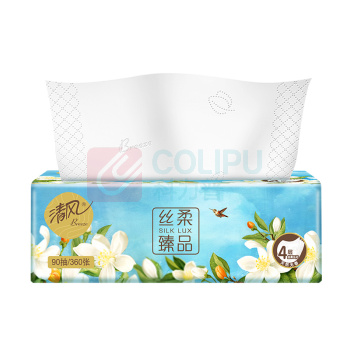清风 丝柔臻品抽取式面巾纸 BR82MHC1/BR82MHC3 4层 90抽/包 8包/提 6提/箱 新老包装随机发货
