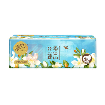 清风 丝柔臻品抽取式面巾纸 BR82MHC1/BR82MHC3 4层 90抽/包 8包/提 6提/箱 新老包装随机发货