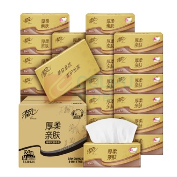 清风 厚柔金装软包抽取式面巾纸 BR10MH24 四层 170mm*154mm 80抽/包 24包/箱