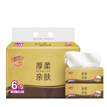 清风 原木金装厚柔亲肤软包抽取式面巾纸 BR60MH 四层 190mm*132mm/154mm*170mm 80抽/包 6包/提 8提/箱 新老包装随机发货