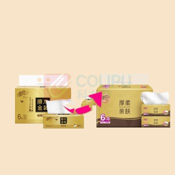 清风 原木金装厚柔亲肤软包抽取式面巾纸 BR60MH 四层 190mm*132mm/154mm*170mm 80抽/包 6包/提 8提/箱 新老包装随机发货