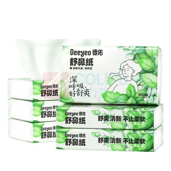 德佑 DEEYEO 舒鼻清凉乳霜纸 10040253 三层 180mm*152mm 100抽/包 6包/组