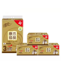 清风 Breeze 清风 抽纸 原木金装3层 0.55kg 3层*150抽*3包 206mm*160mm 