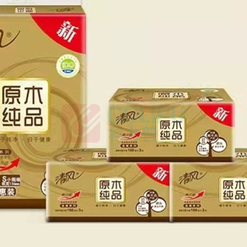 清风 Breeze 清风 抽纸 原木金装3层 0.55kg 3层*150抽*3包 206mm*160mm 