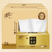 清风 Breeze 抽纸 原木金装 纸抽 面巾纸 360张*24包 120抽 