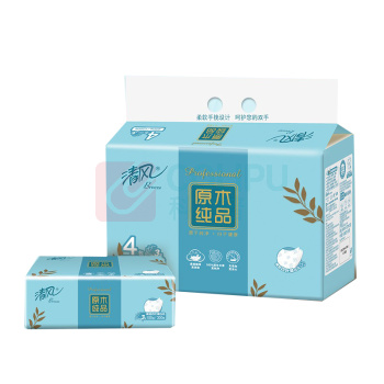 清风 Breeze 原木纯品 软包抽取式面纸 BR40AQ 190*132mm三层 100抽/包 4包/提 6提/箱
