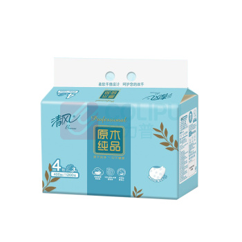 清风 Breeze 原木纯品 软包抽取式面纸 BR40AQ 190*132mm三层 100抽/包 4包/提 6提/箱
