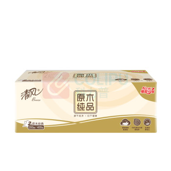 清风 原木纯品盒装面巾纸 B338C3N 2层200抽/盒 3盒/提  新老包装随机发货