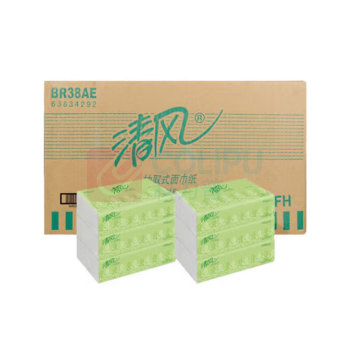 清风 软包抽取式面巾纸 BR38AE/BR38AE1 190*132mm双层 200抽/包 3包/提 16提/箱