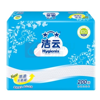 洁云 Hygienix 加韧方包卫生纸 单层 210*165mm 200张/包 仅供货华东