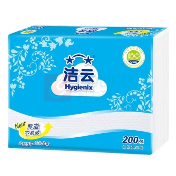 洁云 Hygienix 加韧方包卫生纸 单层 210*165mm 200张/包 仅供货华东